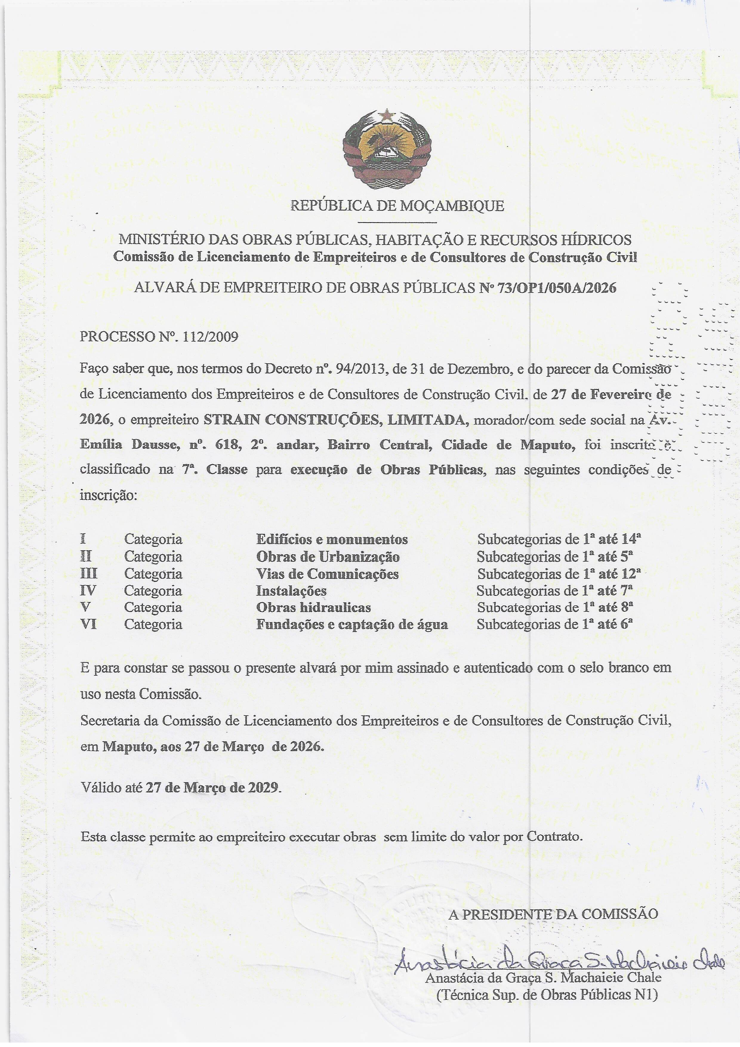 Alvará da Strain Construções